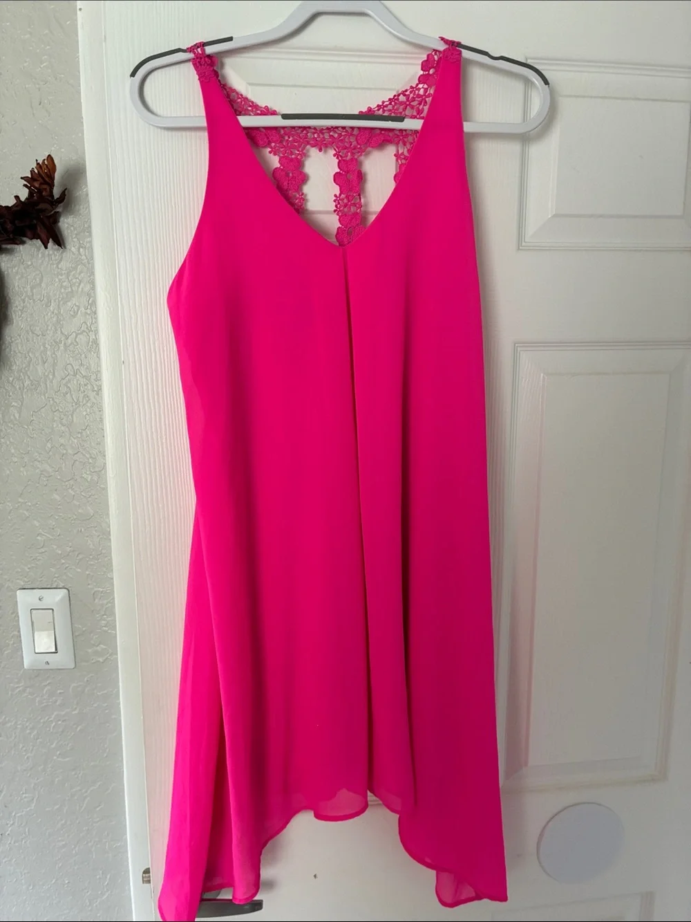 Aqua Vibrant Hot Pink Lace-Back Camisole Tunic